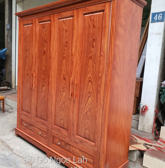 Tủ quần áo 4 cánh gỗ hương đá T HD 17