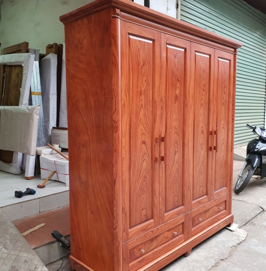 Tủ quần áo 4 cánh gỗ hương đá T HD 17