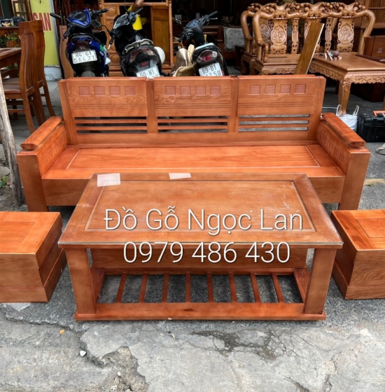 Bộ ghế sofa gỗ sồi nga văng 2m hiện đại SF 079 