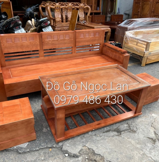 Bộ ghế sofa gỗ sồi nga văng 2m hiện đại SF 079 