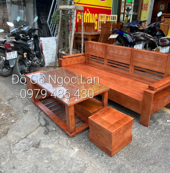 Bộ ghế sofa gỗ sồi nga văng 2m hiện đại SF 079 