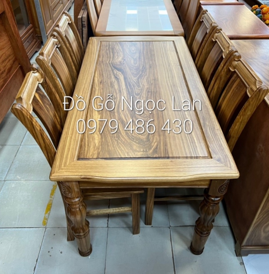 Bộ bàn ăn 6 ghế gỗ hương xám cao cấp - BG 021