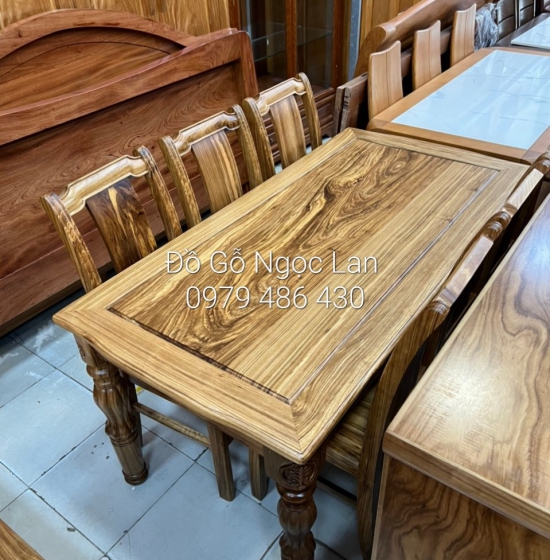 Bộ bàn ăn 6 ghế gỗ hương xám cao cấp - BG 021