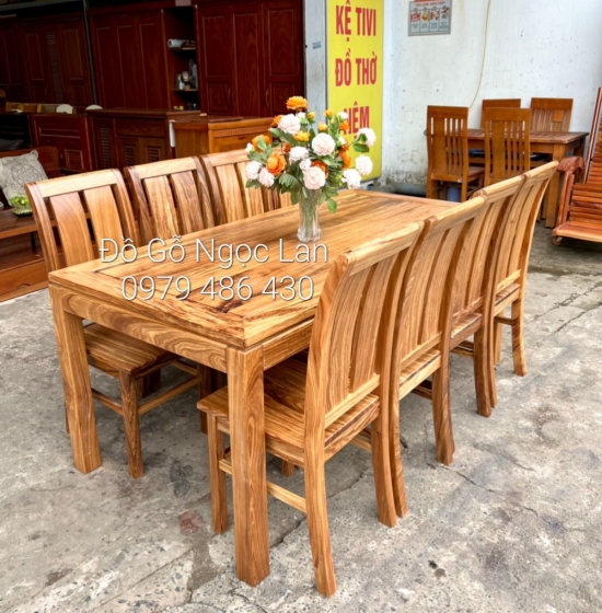 Bàn ăn gỗ hương xám 8 ghế đẹp - hiện đại 