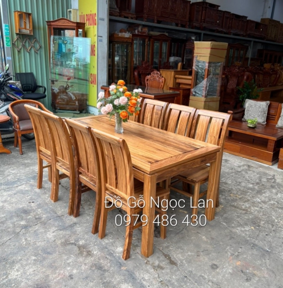 Bàn ăn gỗ hương xám 8 ghế đẹp - hiện đại 