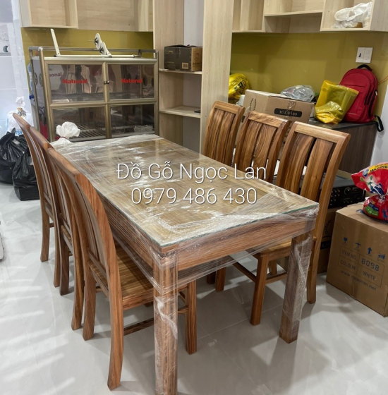 Bộ bàn ăn gỗ hương xám 6 ghế đẹp hiện đại 