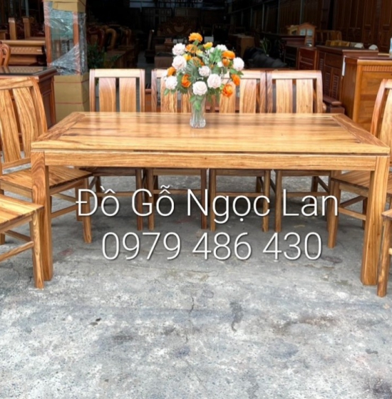 Bàn ăn gỗ hương xám 8 ghế đẹp - hiện đại 