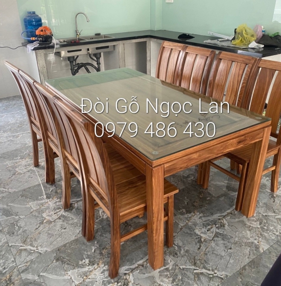 Bộ bàn ăn gỗ hương xám 6 ghế đẹp hiện đại 