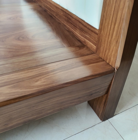 Giường ngủ kiểu nhật chân quỳ bọc nệm gỗ hương xám màu óc chó đẹp ,sang trọng 