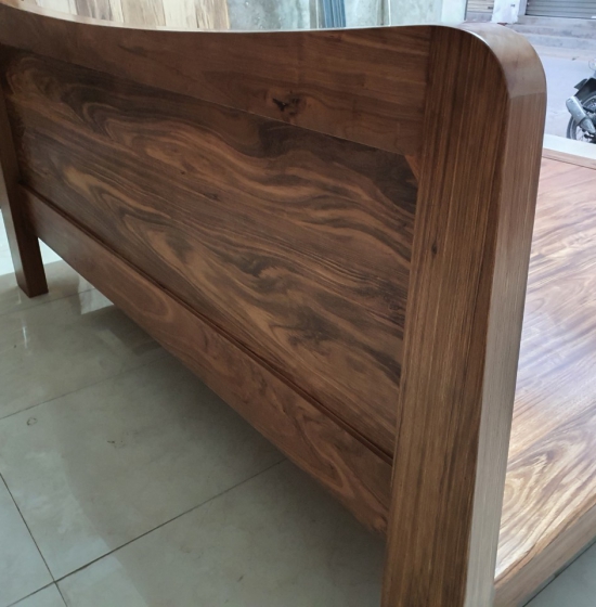 Giường ngủ kiểu nhật chân quỳ bọc nệm gỗ hương xám đẹp - sang trọng 