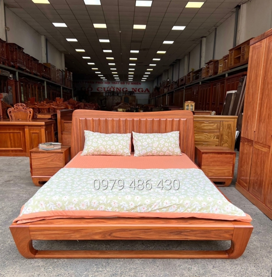 Combo nội thất phòng ngủ gỗ cẩm tự nhiên - mẫu hiện đại 