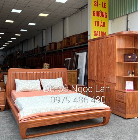 Combo nội thất phòng ngủ gỗ cẩm tự nhiên - mẫu hiện đại 