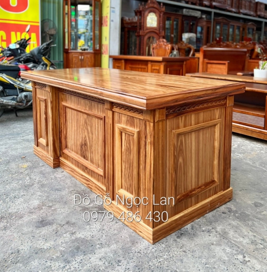 Bàn làm việc giám đốc gỗ hương xám 1m6 cao cấp - mẫu bắt chỉ 
