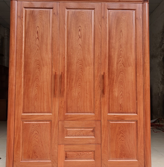 Tủ quần áo 3 cánh gỗ hương đá mẫu chơn - cao cấp hiện đại 