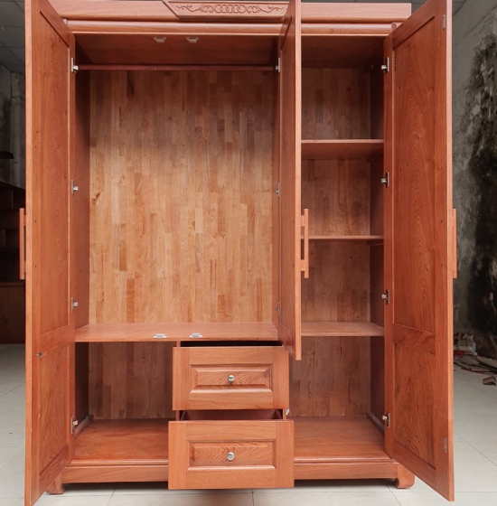 Tủ quần áo 3 cánh gỗ hương đá mẫu chơn - cao cấp hiện đại 