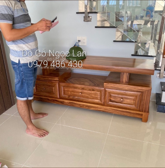 Kệ Ti Vi Gỗ Hương Xám Kiểu Nhật 3 Ngăn Kéo K HX 024