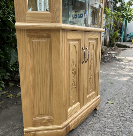 Tủ Rượu Trang Trí Gỗ Sồi Nga Góc 60cm Đẹp Hiện Đại 
