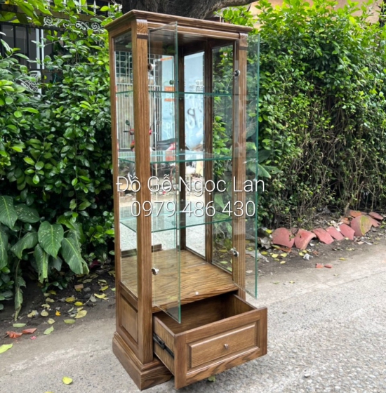 Tủ Rượu Gỗ Sồi Nga Vuông 65cm Màu Óc Chó Đẹp TR 040