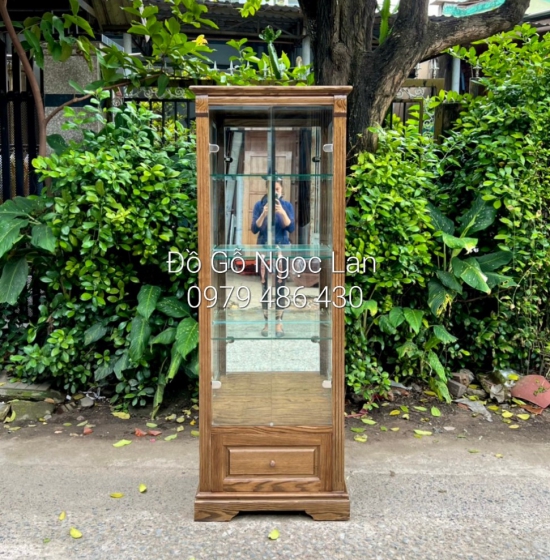 Tủ Rượu Gỗ Sồi Nga Vuông 65cm Màu Óc Chó Đẹp TR 040