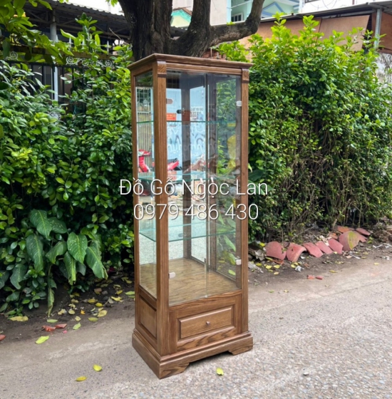 Tủ Rượu Gỗ Sồi Nga Vuông 65cm Màu Óc Chó Đẹp TR 040