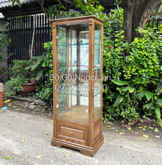 Tủ Rượu Gỗ Sồi Nga Vuông 65cm Màu Óc Chó Đẹp TR 040