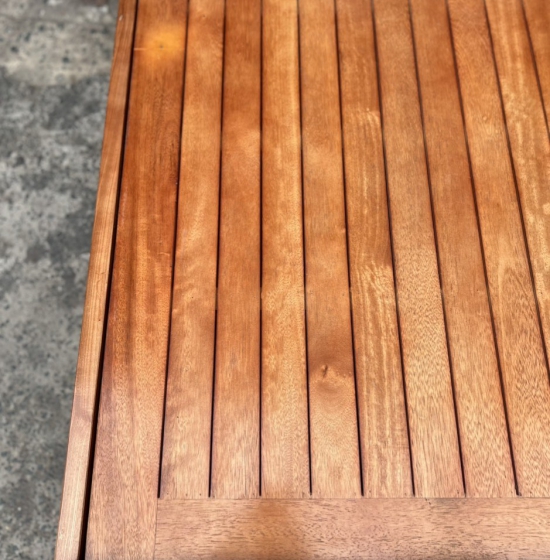 Giường gỗ sồi nga vạt phản mẫu quạt - màu cánh gián 