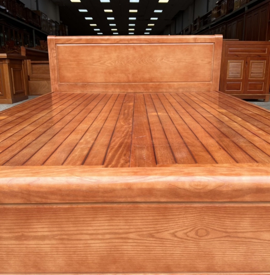 Giường gỗ sồi nga vạt phản màu cánh gián  - mẫu chơn 