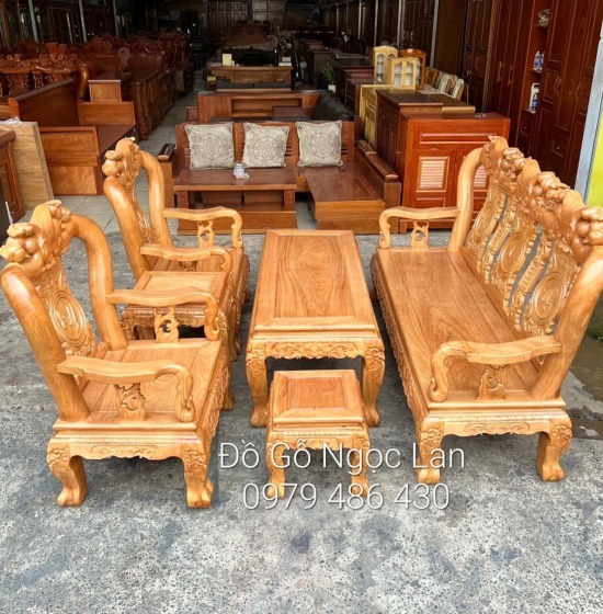 Bàn Ghế SALON Gỗ Gõ Đỏ Tay 10 - Phúc Lộc Thọ 