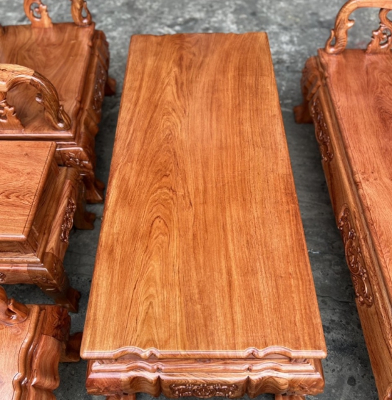 Bộ Bàn Ghế Gỗ Hương Đá Tay 12 Trạm Đào