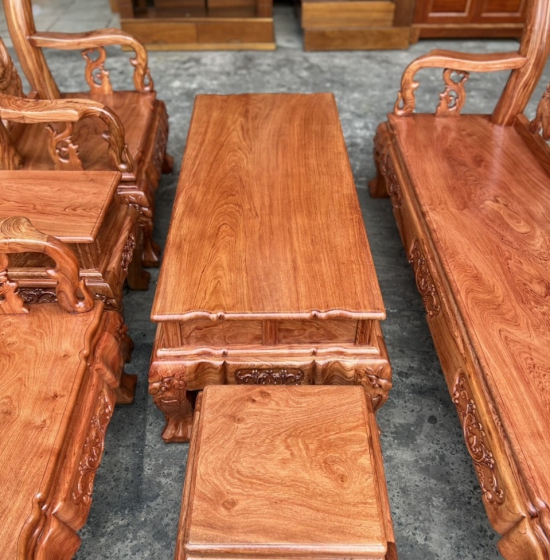 Bộ Bàn Ghế Gỗ Hương Đá Tay 12 Trạm Đào
