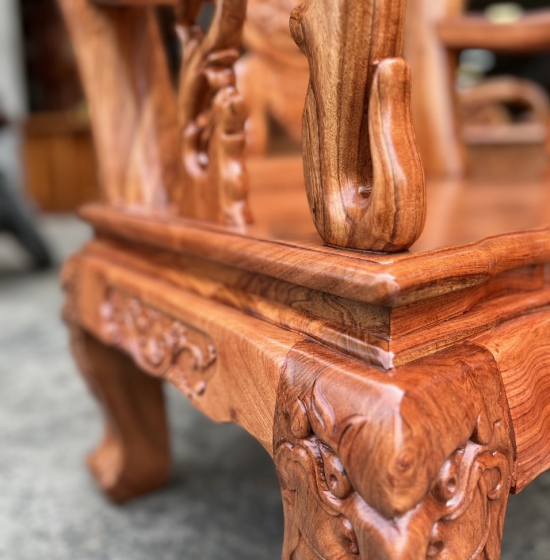 Bộ Bàn Ghế Gỗ Hương Đá Tay 12 Trạm Đào