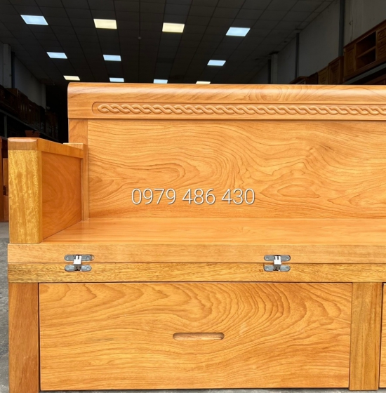 Giường Gấp Thông Minh Gỗ Gõ Đỏ 2 Ngăn Kéo Kết Hợp Bàn Sofa SFG 55.24