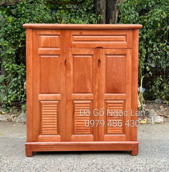 Tủ Giầy Dép Gỗ Xoan Đào Tự Nhiên 3 Cánh Hiện Đại TG 017