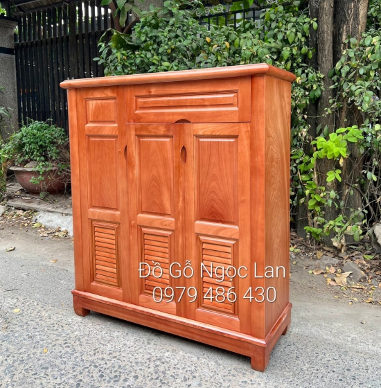 Tủ Giầy Dép Gỗ Xoan Đào Tự Nhiên 3 Cánh Hiện Đại TG 017