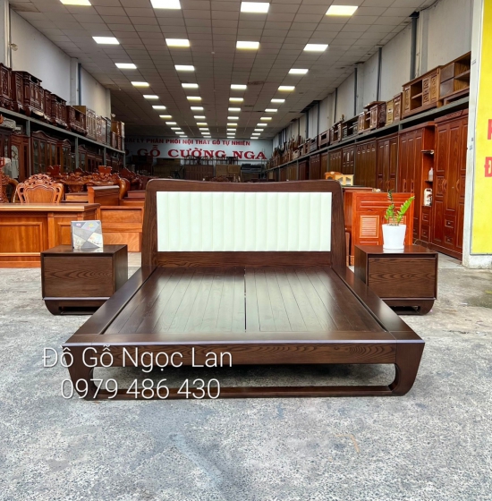 Giường Ngủ Kiểu Nhật Chân Quỳ Bọc Nệm Gỗ Sồi Đẹp Sang Trọng 
