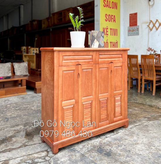 Tủ Giầy Dép Gỗ Xoan Đào Tự Nhiên 4 Cánh Hiện Đại TG 019