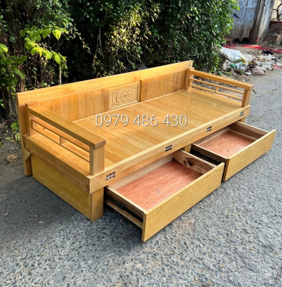 Giường Gấp Gỗ Sồi 2 Ngăn Kéo Kèm Bàn Trà Mặt Đá Giá Rẻ 