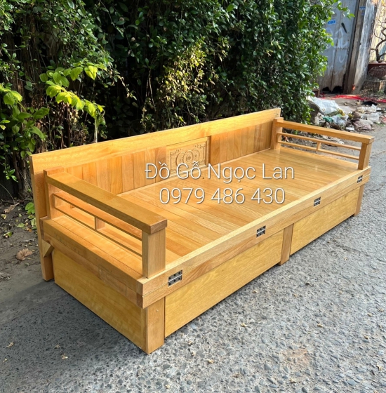 Giường Gấp Ô Kéo Gỗ Sồi màu Tự Nhiên GS 026