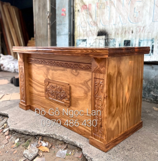 Bàn Làm Việc Gỗ Hương Xám Mẫu Hoa Dây 1m6 BLV 044