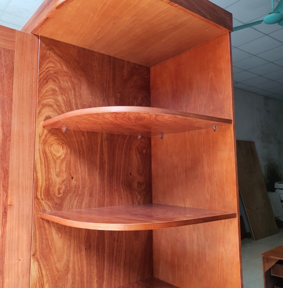 Tủ Quần Áo 4 Cánh Gỗ Hương Đá Kèm Góc Trang Trí Vế Phải 