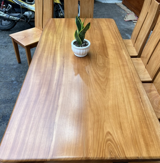 Bàn Ăn Gỗ Gõ Đỏ 8 Ghế Hiện Đại Chân Thuyền 