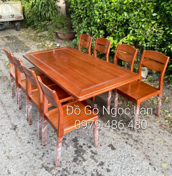 Bàn Ăn Gỗ Xoan Đào 8 Ghế Chân Thuyền Cao Cấp 