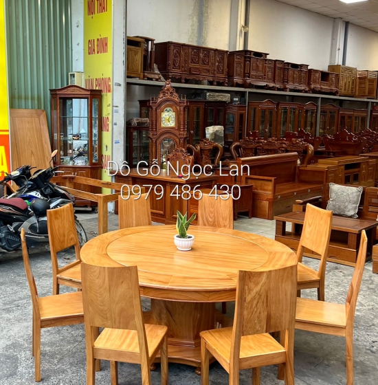 Bàn Ăn Gỗ Gõ Đỏ Tròn 8 Ghế Đẹp , Hiện Đại Sang Trọng 