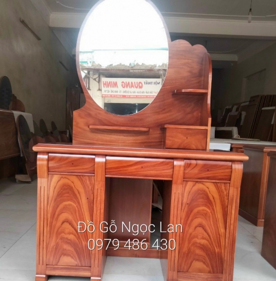 Bàn trang điểm gỗ cẩm 1m gương hộp - hiện đại 