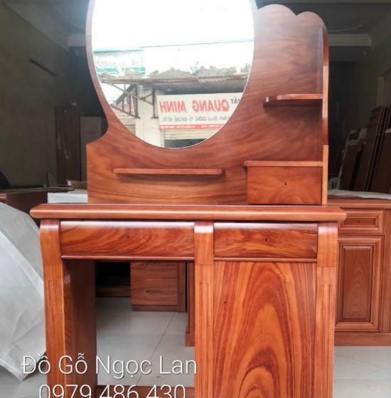 Bàn trang điểm gỗ cẩm gương hộp - hiện đại 