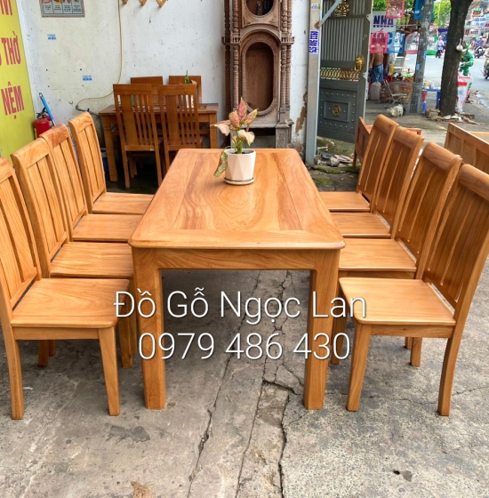 Bộ bàn ăn 8 ghế gỗ gõ cao cấp - sang trọng 