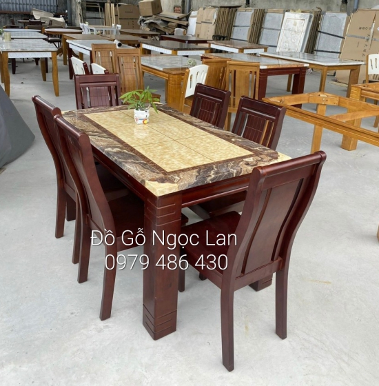 Bộ Bàn Ăn 6 Ghế Mặt Đá Cao Cấp BA 110