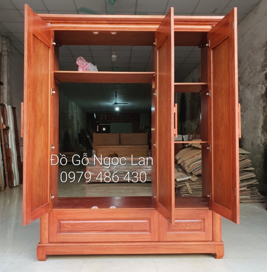 Tủ Quần Áo 3 Cánh Gỗ Hương Đá Mẫu Trơn Hiện Đại 