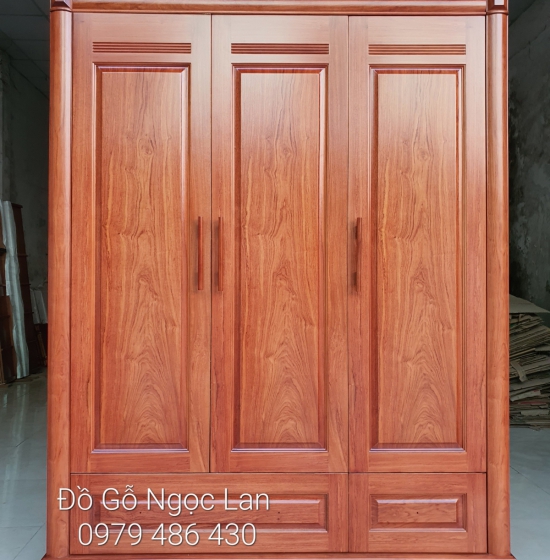 Tủ Quần Áo 3 Cánh Gỗ Hương Đá Mẫu Trơn Hiện Đại 