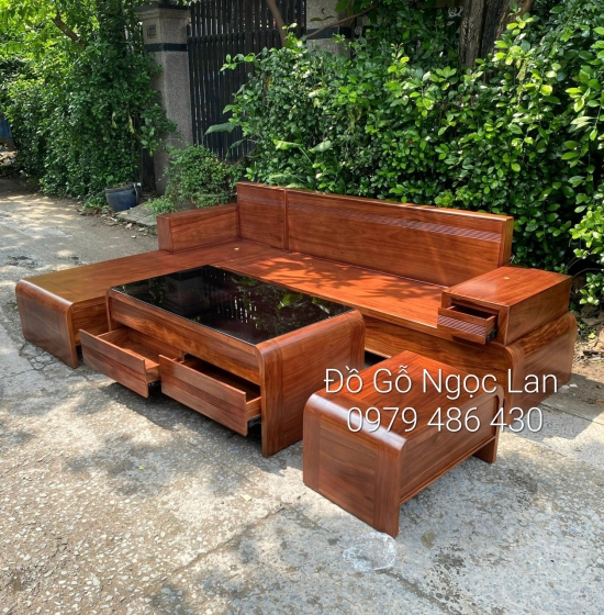 BÀN GHẾ SOFA GỖ SỒI NGA MÀU ÓC CHÓ